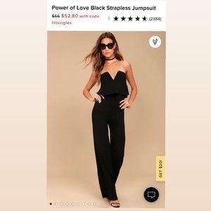Lulu’s Power of Love Black Strapless Jumpsuit